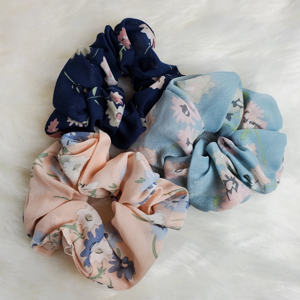 3-Pack Assorted Floral Scrunchies